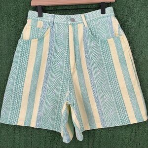 VTG 80’s Index Colorful Patterned Denim Jean Shorts Jorts  Women’s SZ 26” Waist
